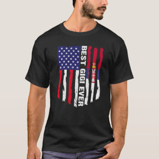Amerikaanse vlag & Servië vlag Beste Gigi Ever Fam T-shirt