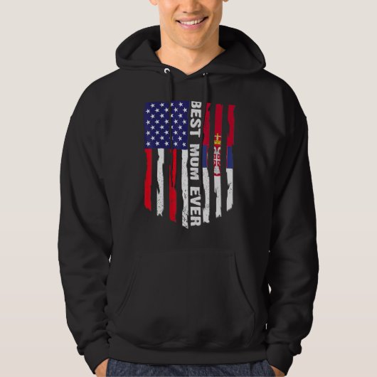 Amerikaanse vlag & Servië vlag beste moeder ooit f Hoodie (Voorkant)