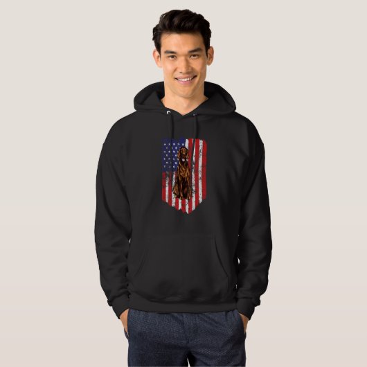 Amerikaanse vlag Setter Irish Verenigde Staten Hoodie (Voorkant volledig)