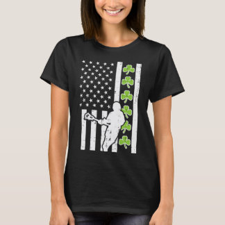 Amerikaanse vlag Shamrock Lacrosse  Lax St Patrick T-shirt