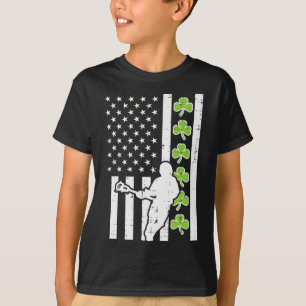Amerikaanse vlag Shamrock Lacrosse Lax St Patrick T-shirt