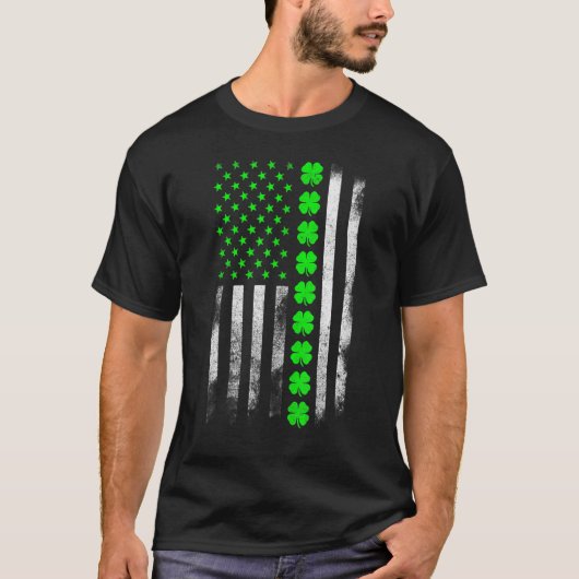 Amerikaanse vlag Shamrock St Patricks Day T-shirt (Voorkant)