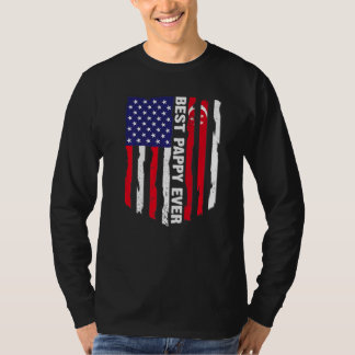 Amerikaanse vlag & Singapore vlag beste pappy ooit T-shirt