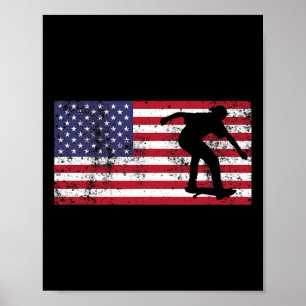 Amerikaanse Vlag Skater Skateboarden 4 juli Usa T Poster