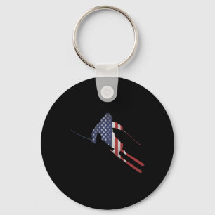 Amerikaanse Vlag Skioverall Voor Ons Skiërs En Ski Sleutelhanger