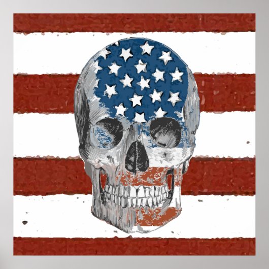 -Amerikaanse vlag Skull Poster (Voorkant)