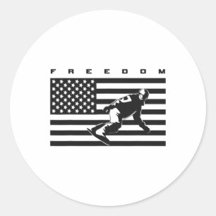Amerikaanse vlag Snowboard Kleding - Snowboarding Ronde Sticker