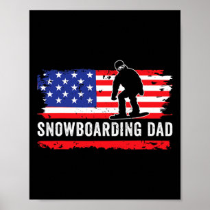 Amerikaanse vlag Snowboarden vader snowboarder spo Poster