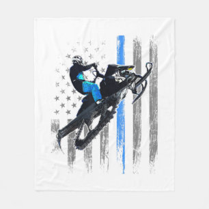 Amerikaanse vlag Snowmobile Shirt Mannen Snowmobil Fleece Deken
