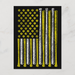 Amerikaanse Vlag Softbal Team Vintage Grappig Briefkaart