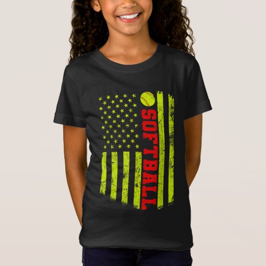 Amerikaanse vlag Softball T-shirt (Voorkant)