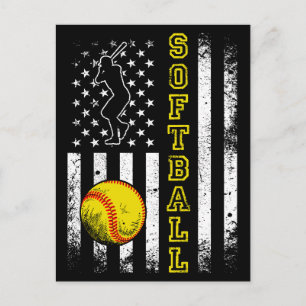 Amerikaanse Vlag Softbalteam Vintage Grappig Briefkaart