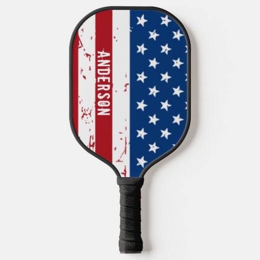 Amerikaanse vlag Speciaal patriottische strips Pickleball Paddle (Voorkant)