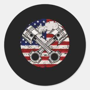 Amerikaanse vlag Spierkraan Vintage Patriottisch Ronde Sticker