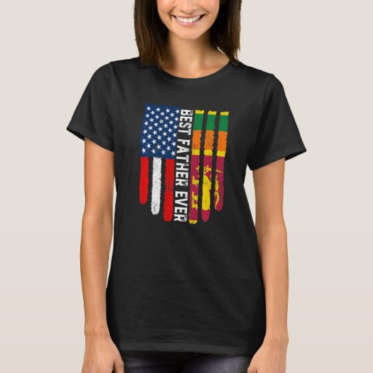 Amerikaanse vlag & Sri Lanka vlag beste vader ooit T-shirt (Voorkant)