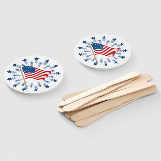 Amerikaanse vlag Starburst Vuurwerk 4 juli Handwaaier (Niet-gemonteerd)