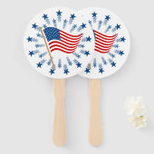 Amerikaanse vlag Starburst Vuurwerk 4 juli Handwaaier (Voorkant en achterkant)