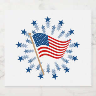 Amerikaanse vlag Starburst Vuurwerk 4 juli Sparkling Wijnetiket
