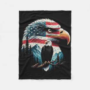 Amerikaanse Vlag Stekelarend voor 4 Juli Rood Wit Fleece Deken