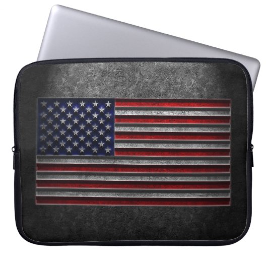 Amerikaanse vlag stenen textuur laptop sleeve (Voorkant)