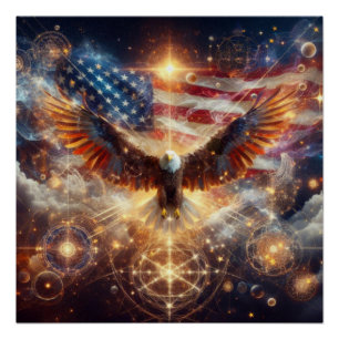 Amerikaanse vlag - Sterren en strepen - Bald Eagle Perfect Poster