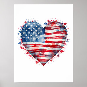 Amerikaanse vlag sterren strepen hart patriottisch poster