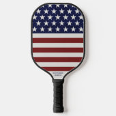 Amerikaanse vlag sterren, strepje je eigen tekst pickleball paddle (Voorkant)