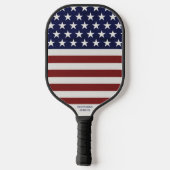 Amerikaanse vlag sterren, strepje je eigen tekst pickleball paddle (Achterkant)