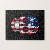 Amerikaanse vlag Suikerschedel met Rozen Legpuzzel (Horizontaal)