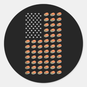 Amerikaanse Vlag Sushi Eten Usa Patriottisme Patri Ronde Sticker