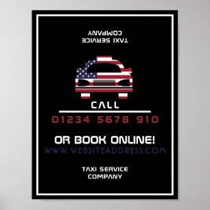 Amerikaanse vlag Taxi Cab Logo Adverteren Poster