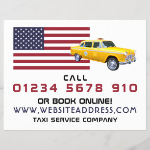 Amerikaanse Vlag Taxi met Prijslijst Flyer