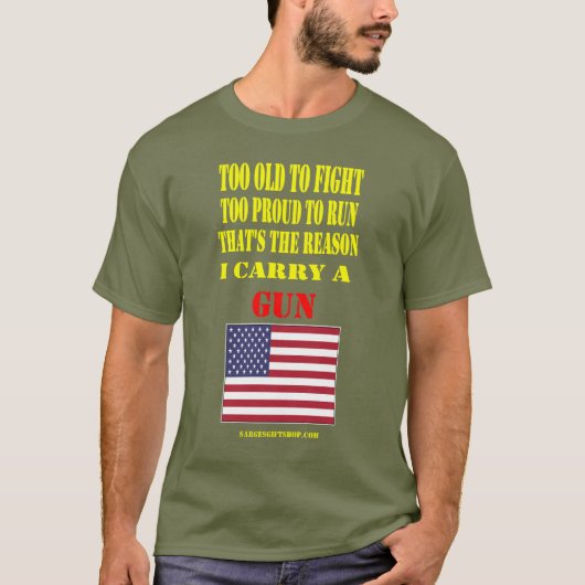 AMERIKAANSE VLAG, TE OUD OM TE VECHTEN, TE TROTS O T-SHIRT (Voorkant)