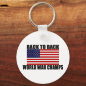 Amerikaanse vlag terug naar achterkamertjeskampioe sleutelhanger (Voorkant)