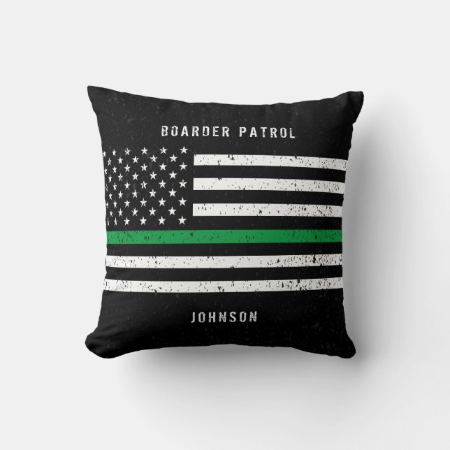 Amerikaanse vlag Thin Green Line Disted Name (Hand Kussen (Voorkant)