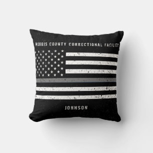 Amerikaanse vlag Thin Grey Line Disted Name (Vlagg Kussen