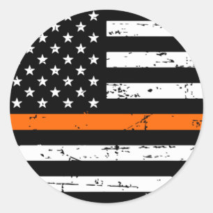 Amerikaanse vlag Thin Oranje Line Ronde Sticker