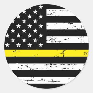 Amerikaanse vlag Thin Yellow Line Ronde Sticker