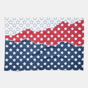 Amerikaanse vlag - Trendy Red White & Blue Stars Theedoek