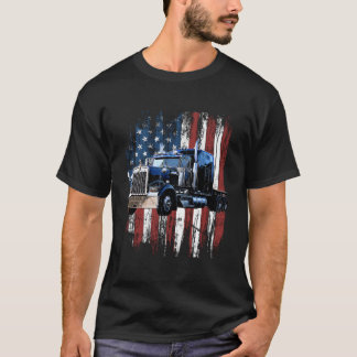 Amerikaanse Vlag Trucker Vrachtwagenbestuurder Vra T-shirt