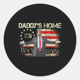 Amerikaanse vlag Trump 2024 Daddys Home We the Peo Ronde Sticker