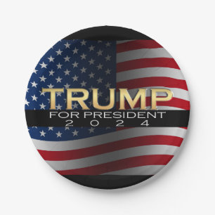 Amerikaanse vlag Trump 2024 Gold Patriotic Papieren Bordje