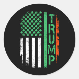 Amerikaanse vlag Trump 45 47 St Patrick's Day Iris Ronde Sticker
