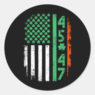 Amerikaanse vlag Trump 45 47 St Patrick's Day Iris Ronde Sticker