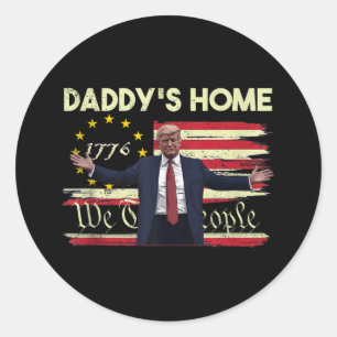 Amerikaanse vlag Trump Daddys Home Wij de mensen 4 Ronde Sticker
