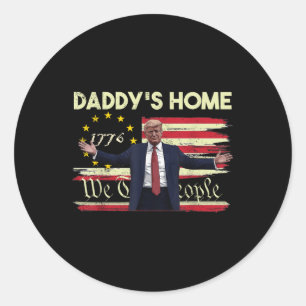 Amerikaanse vlag Trump Daddys Home Wij de mensen 4 Ronde Sticker