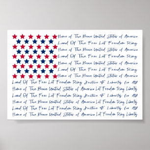 Amerikaanse vlag Typografie Red White Blue Poster