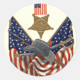Amerikaanse vlag Unie Burgeroorlog Medaille Adelaa Ronde Sticker