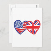 Amerikaanse vlag-/Unievlagerhart Briefkaart (Voorkant / Achterkant)