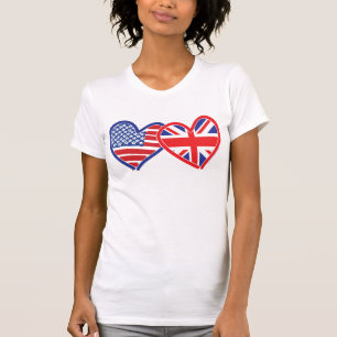 Amerikaanse vlag-/Unievlagerhart T-shirt
